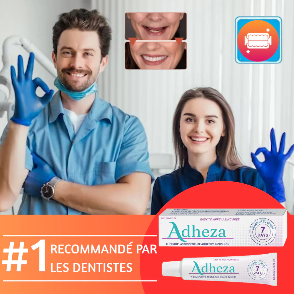Adhésif longue durée de fixation pour prothèse.