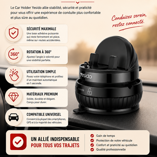 Support Téléphone Rotatif 360° – Conduisez en toute sécurité