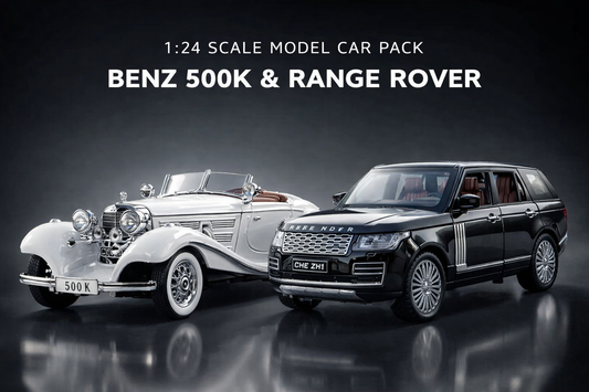 Pack Voitures Miniatures Luxe 1:24 Mercede Benz 500K+Land Rover Range Rover