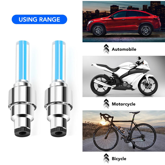 2 Pieces Bouchons de Valve Lumineux LED bleus.