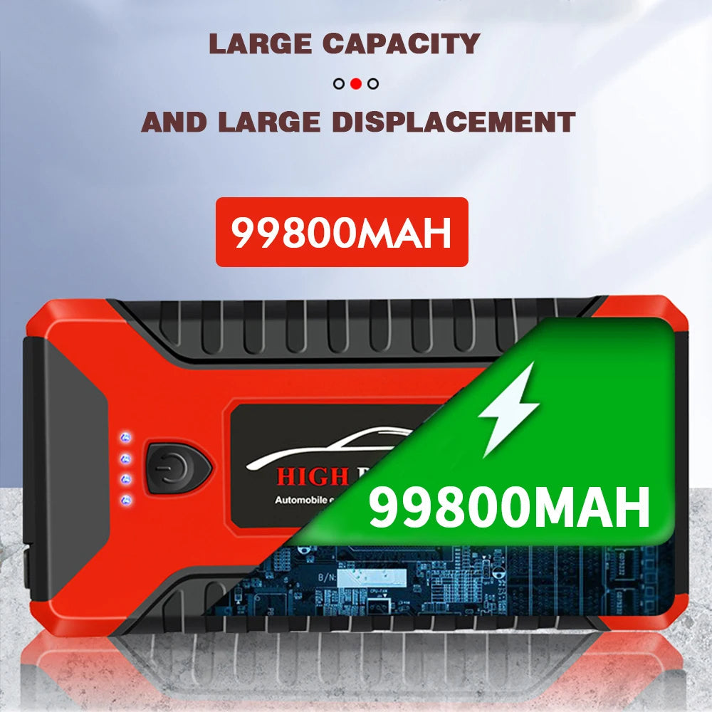 Appareil 4 en 1 ; Démarreur de voiture, batterie externe, pompe à air et lumière LED