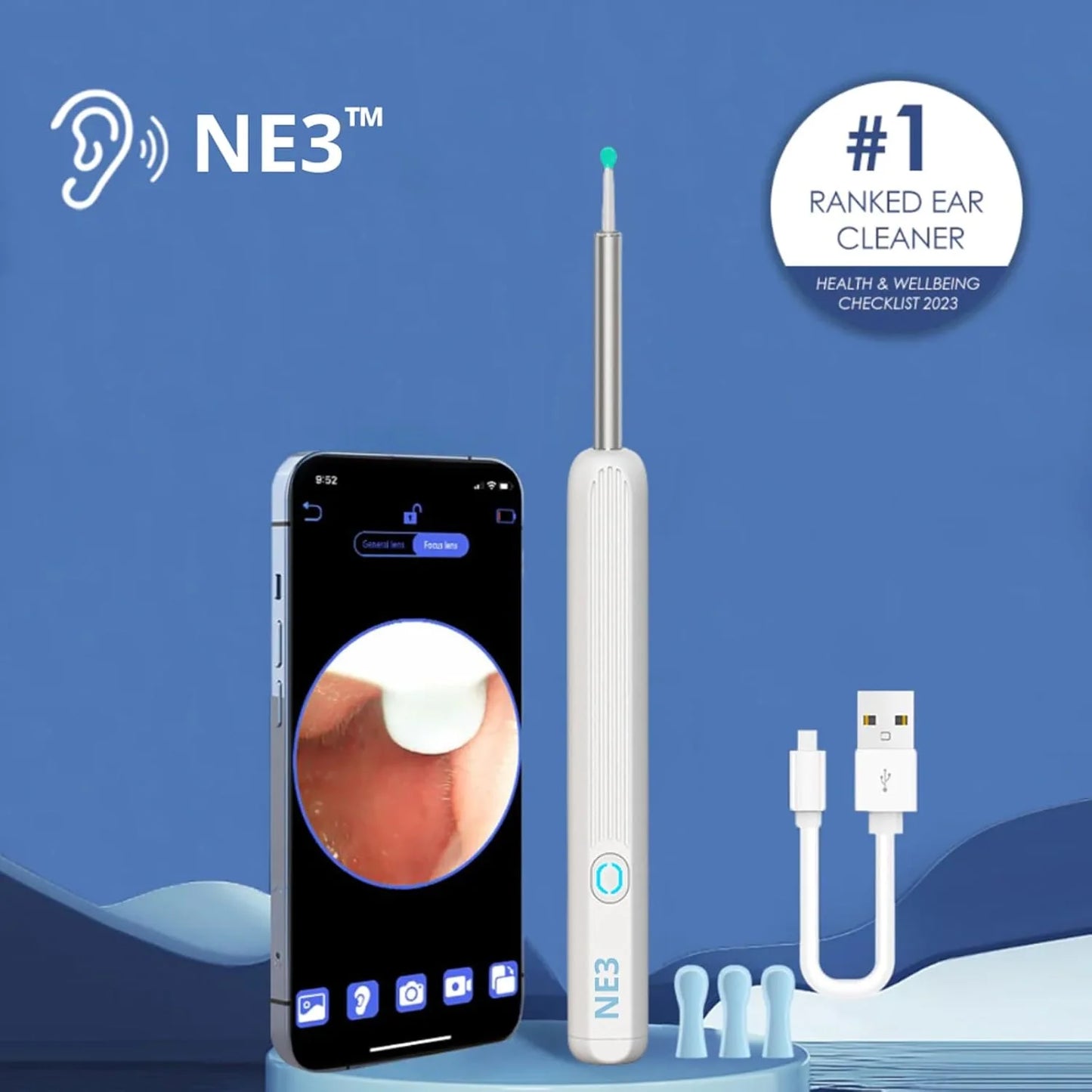 Nettoyeur d'oreilles avec caméra.