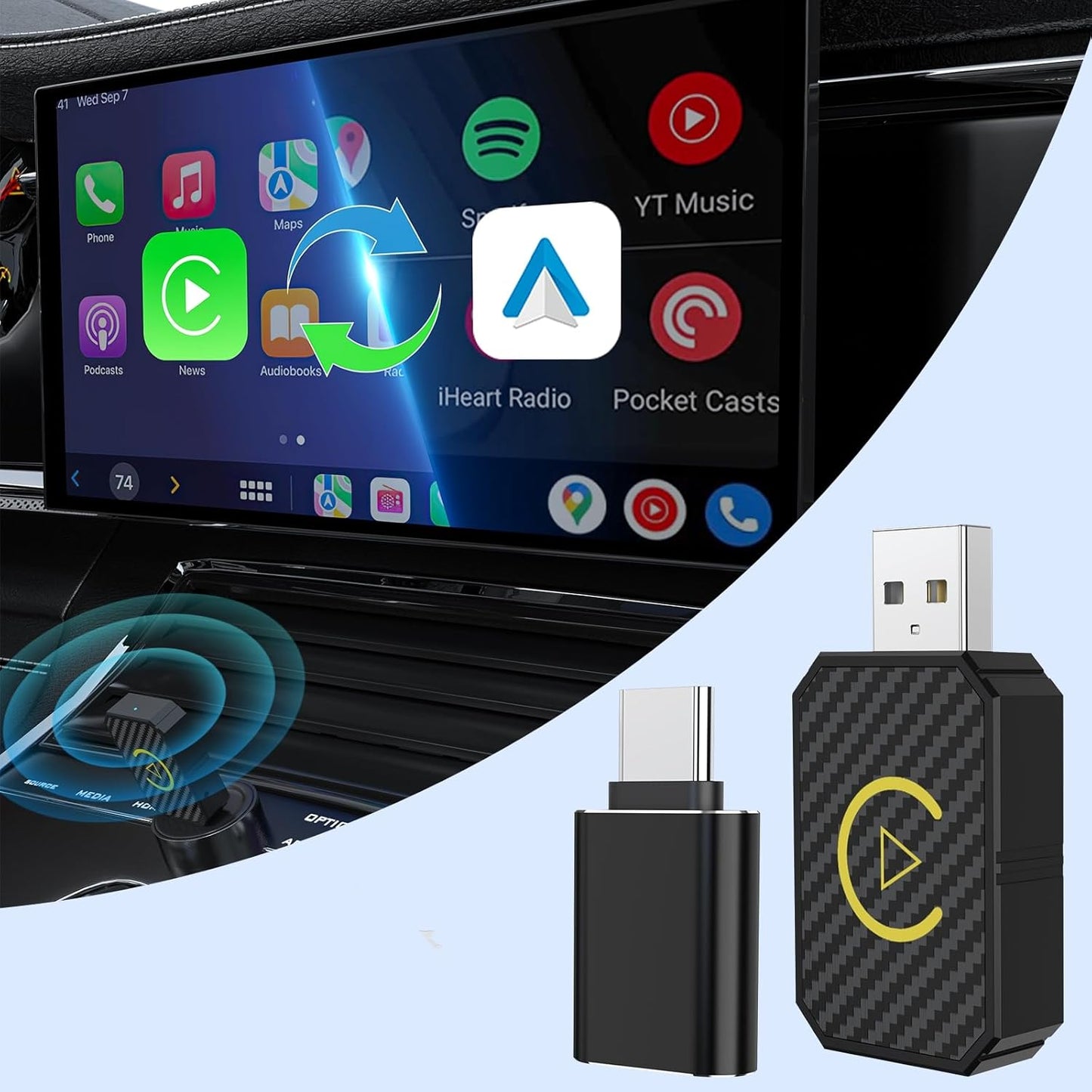 Adaptateur CarPlay & Android Auto Sans Fil