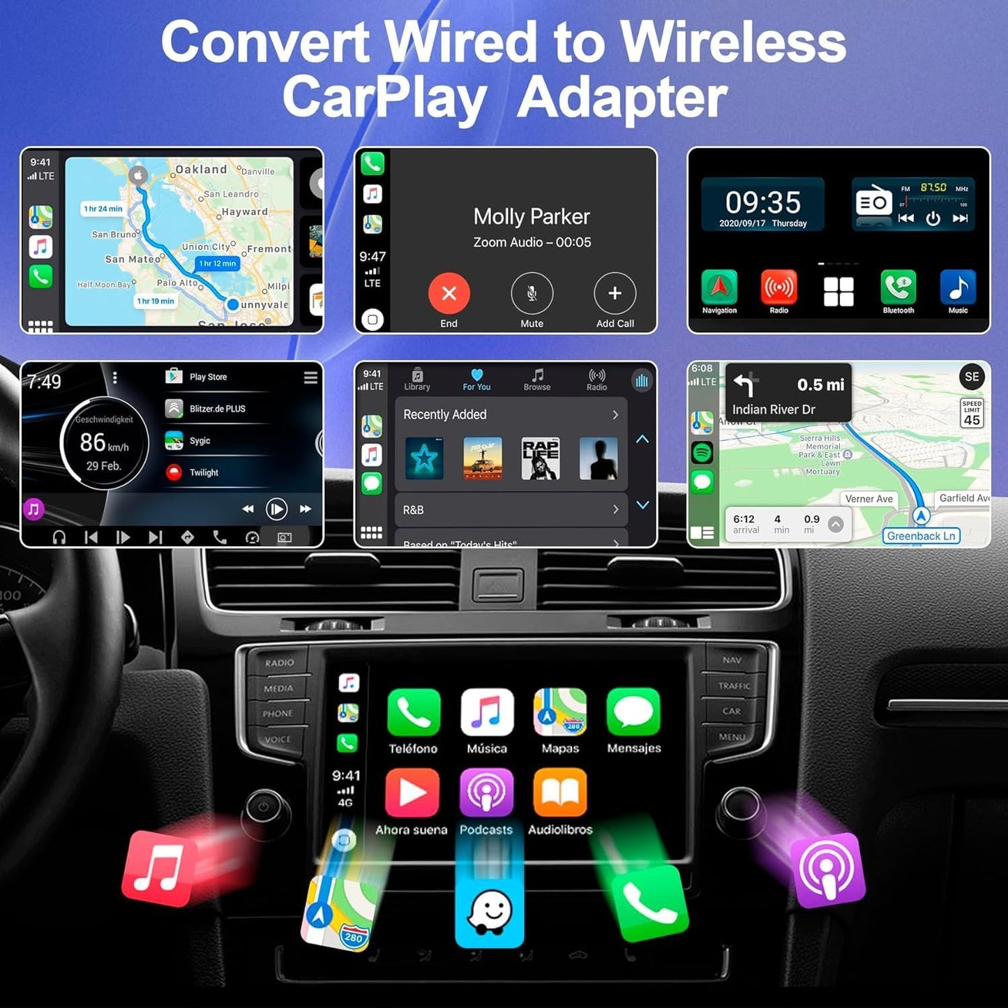 Adaptateur CarPlay & Android Auto Sans Fil