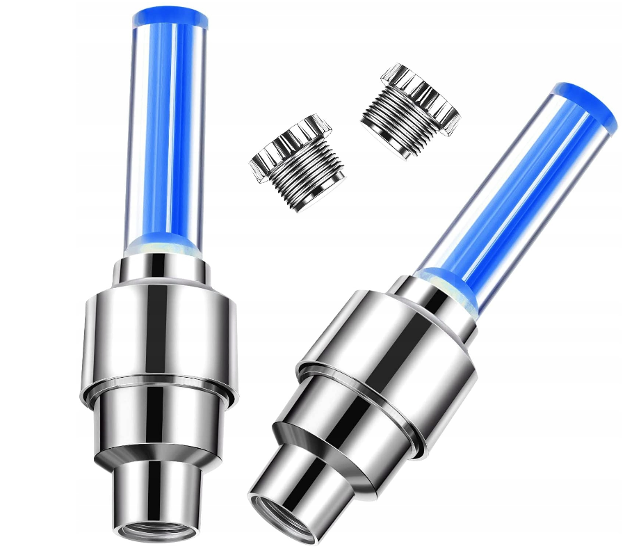 2 Pieces Bouchons de Valve Lumineux LED bleus.