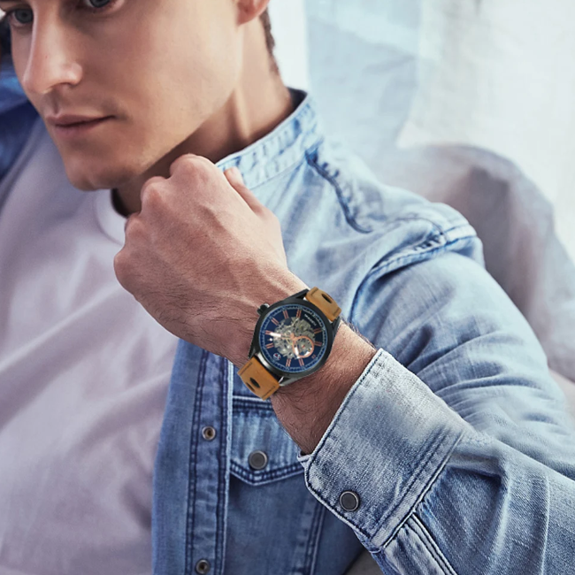 montre-bracelet en cuir pour homme,