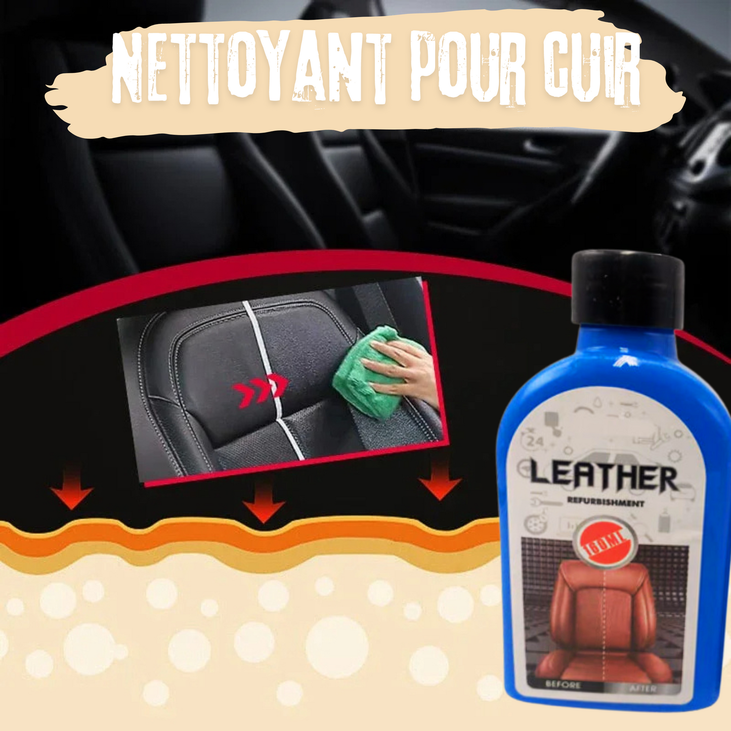 Nettoyant pour cuir intérieur de voiture