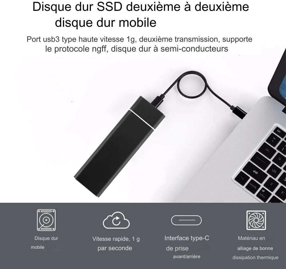 Disque Dur Externe SSD de 2 To.
