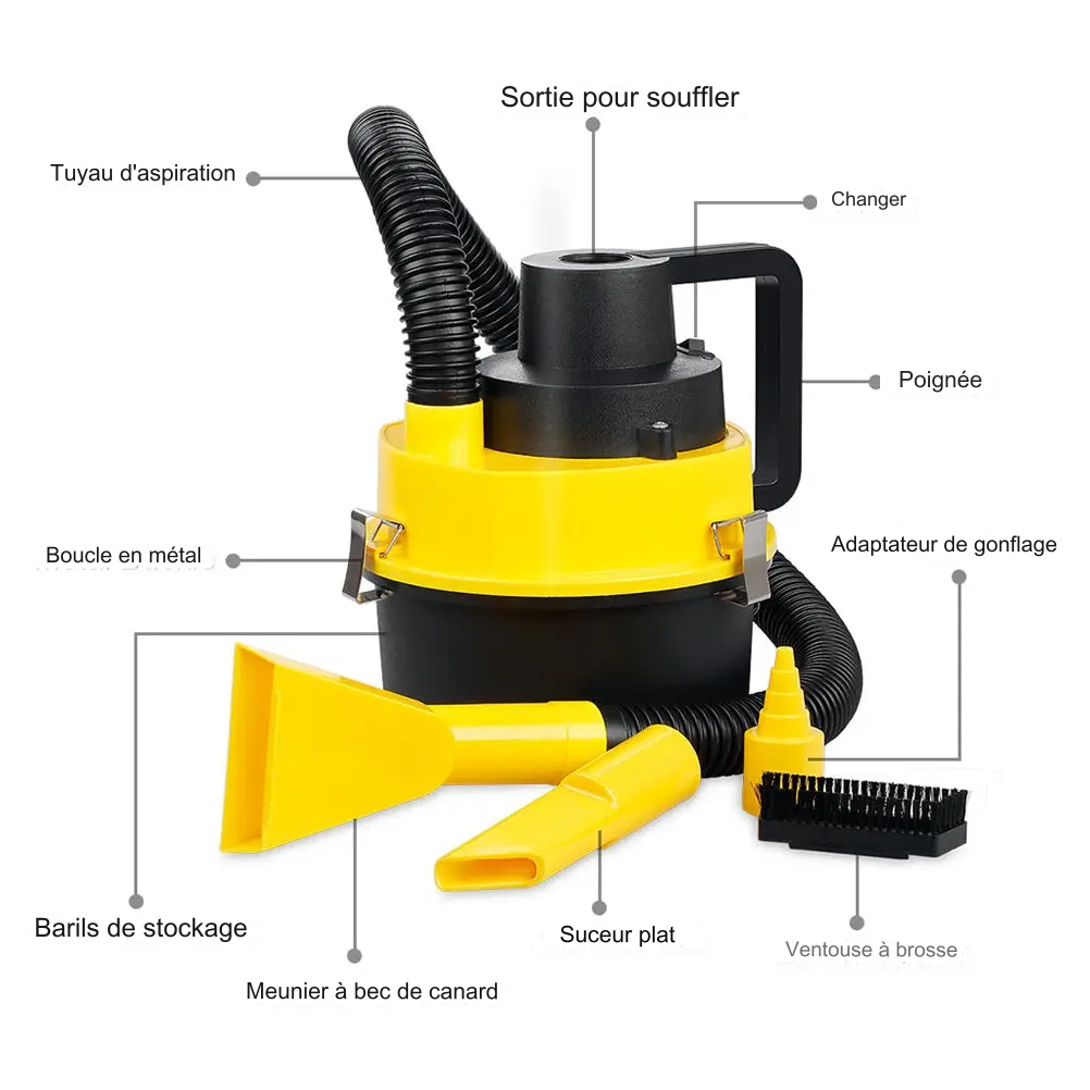 Aspirateur triple filtre pour véhicules.