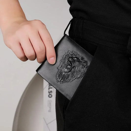 Portefeuille pour homme à motif lion.