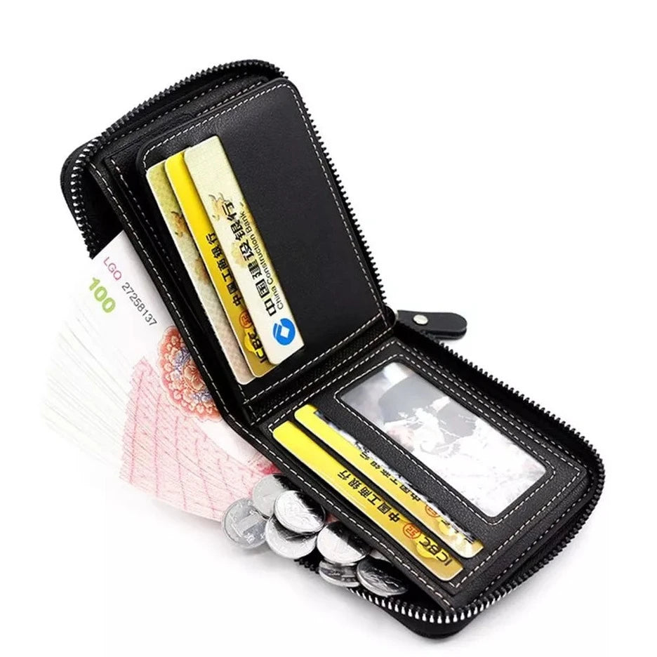 Portefeuille en cuir avec fermeture éclair pour homme