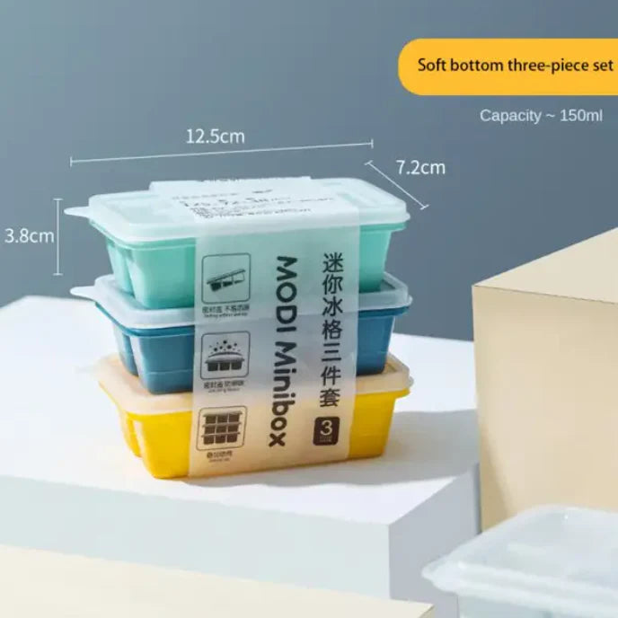 Pack de 3 bacs à glaçons en silicone.
