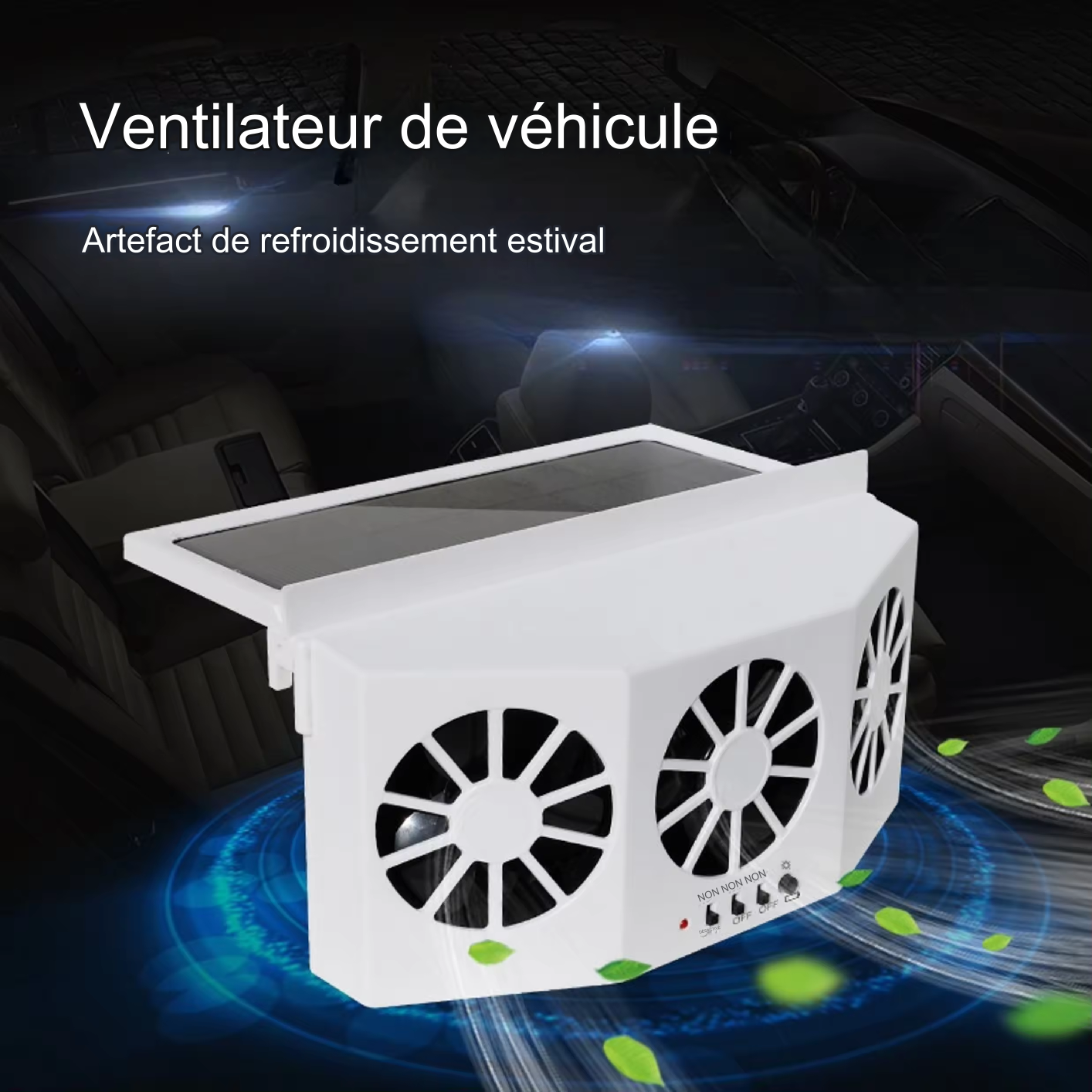 Ventilateur de voiture à énergie solaire 2,4 V