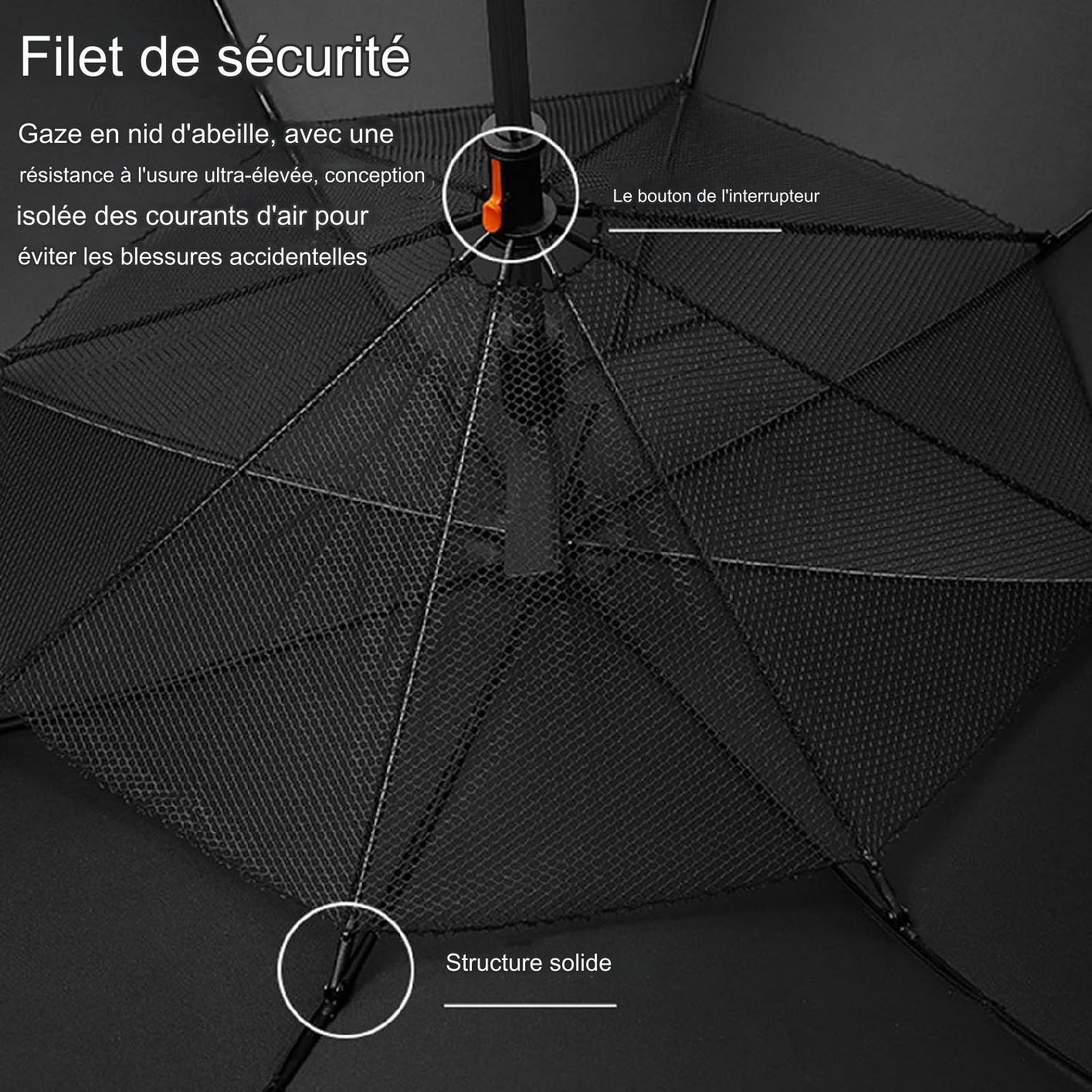 Parapluie d'Été avec Ventilateur et Brumisateur.