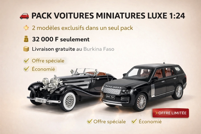 Pack Voitures Miniatures Luxe 1:24 Mercede Benz 500K+Land Rover Range Rover
