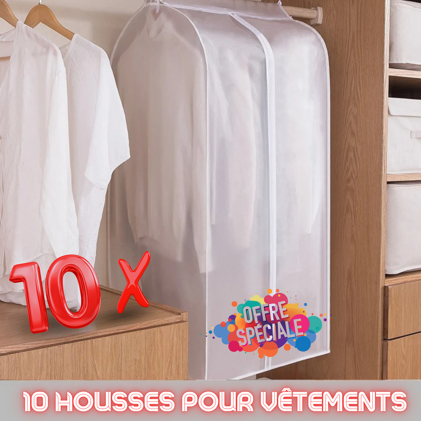 Pack de 10 housses  pour vêtements.