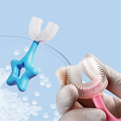 Brosse à dents en forme de U pour enfants de 2 à 6 ans.