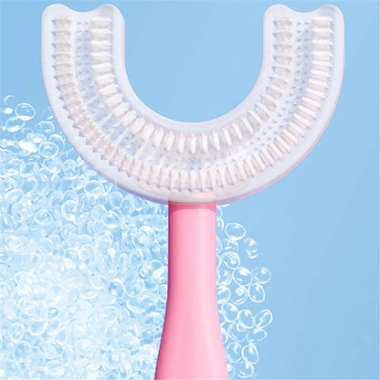 Brosse à dents en forme de U pour enfants de 2 à 6 ans.