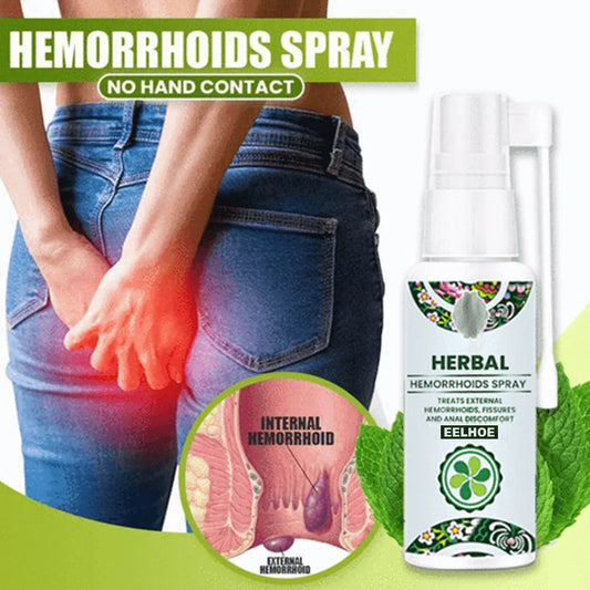 Spray aux herbes pour soulager le gonflement des hémorroïdes.