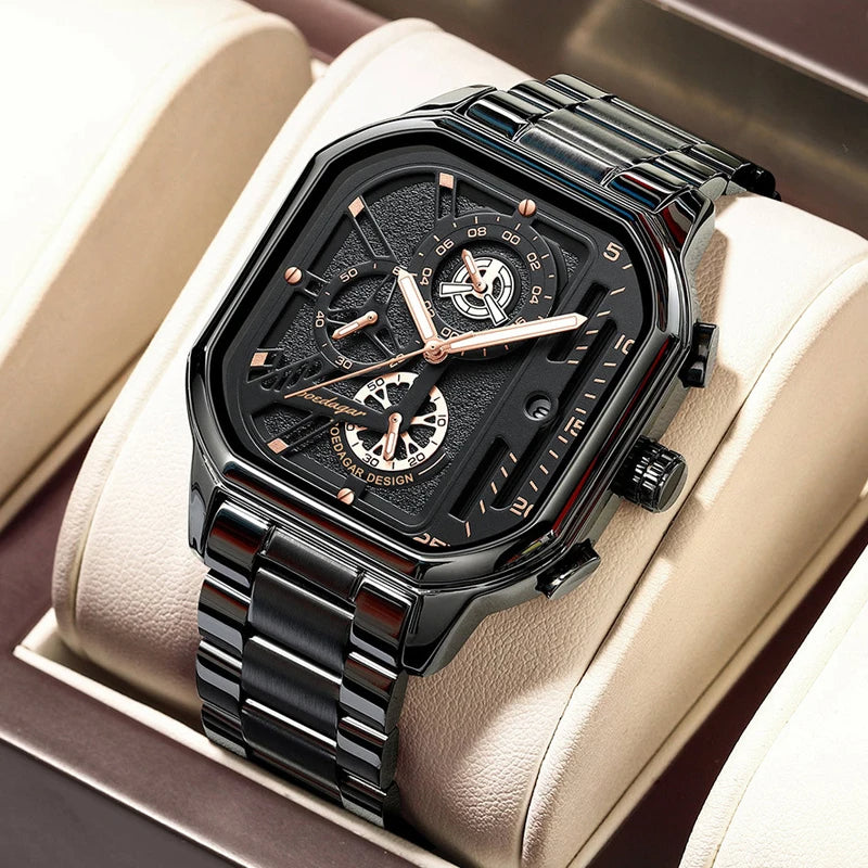 POEDAGAR-Montre pour homme à cadran carré.