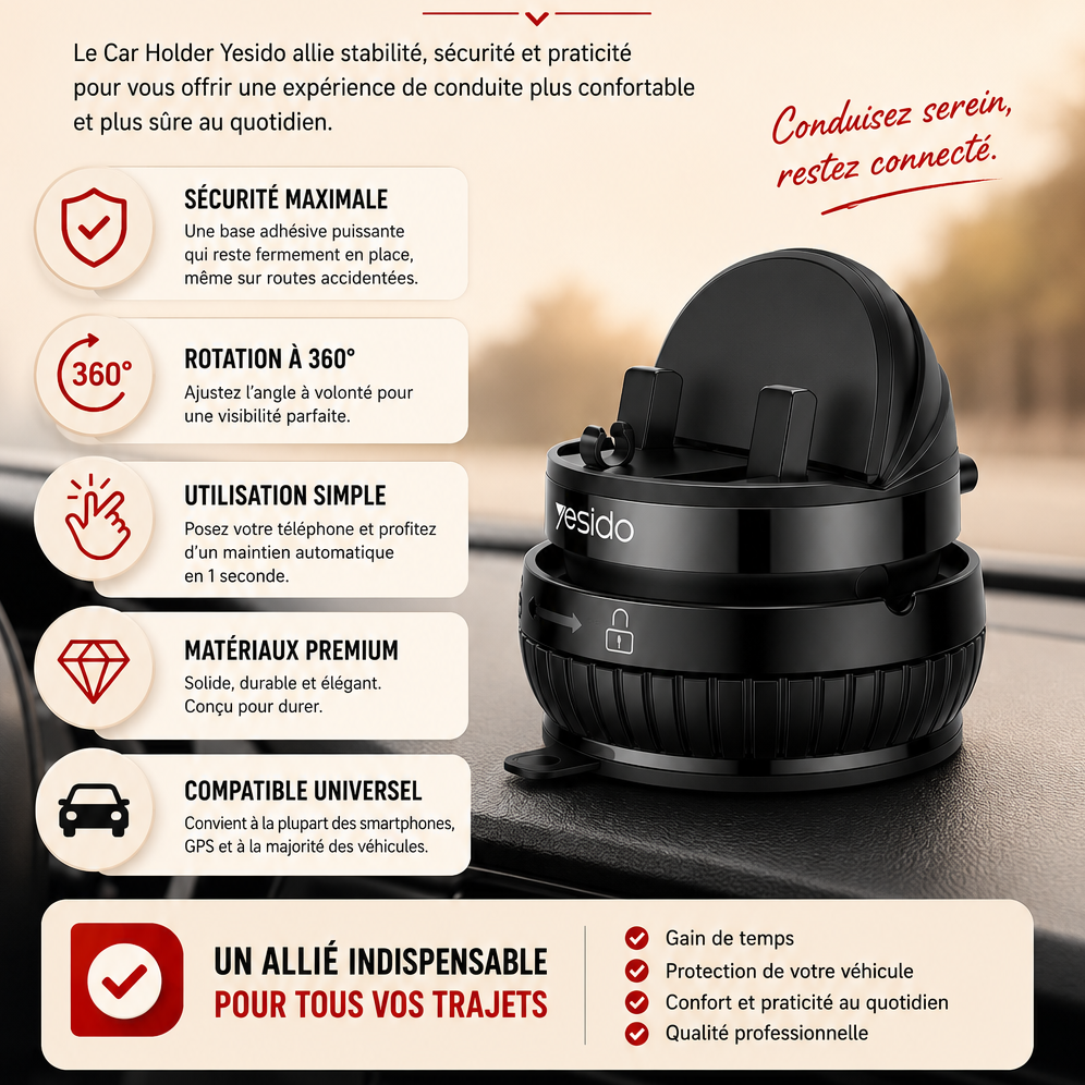 Support Téléphone Rotatif 360° – Conduisez en toute sécurité