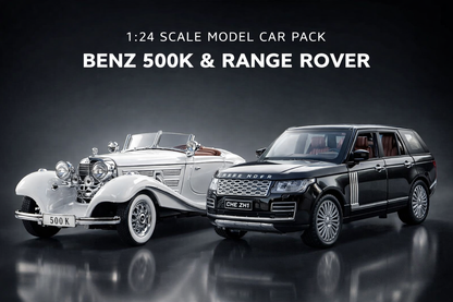 Pack Voitures Miniatures Luxe 1:24 Mercede Benz 500K+Land Rover Range Rover