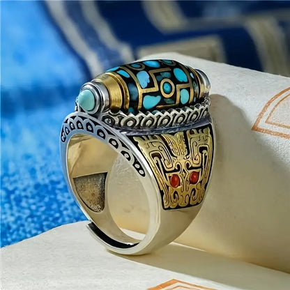 Bague & Bracelet Dzi à Neuf Yeux avec Mantra à Six Syllabes. BURKINA