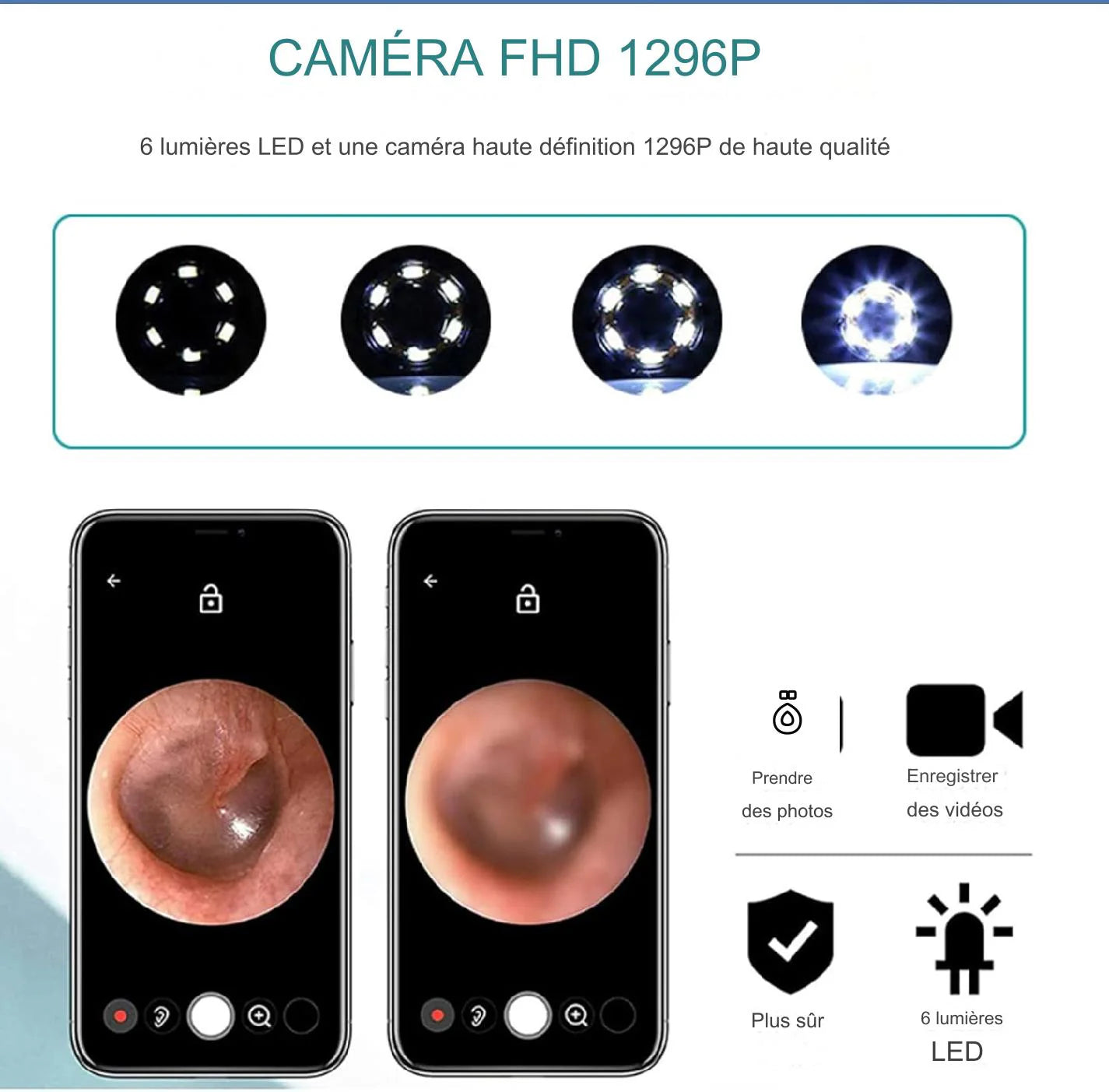 Nettoyeur d'oreilles avec caméra.