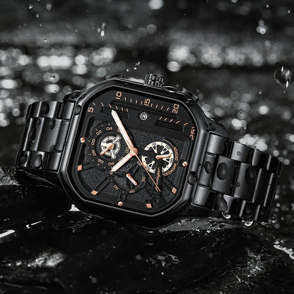 POEDAGAR-Montre pour homme à cadran carré.