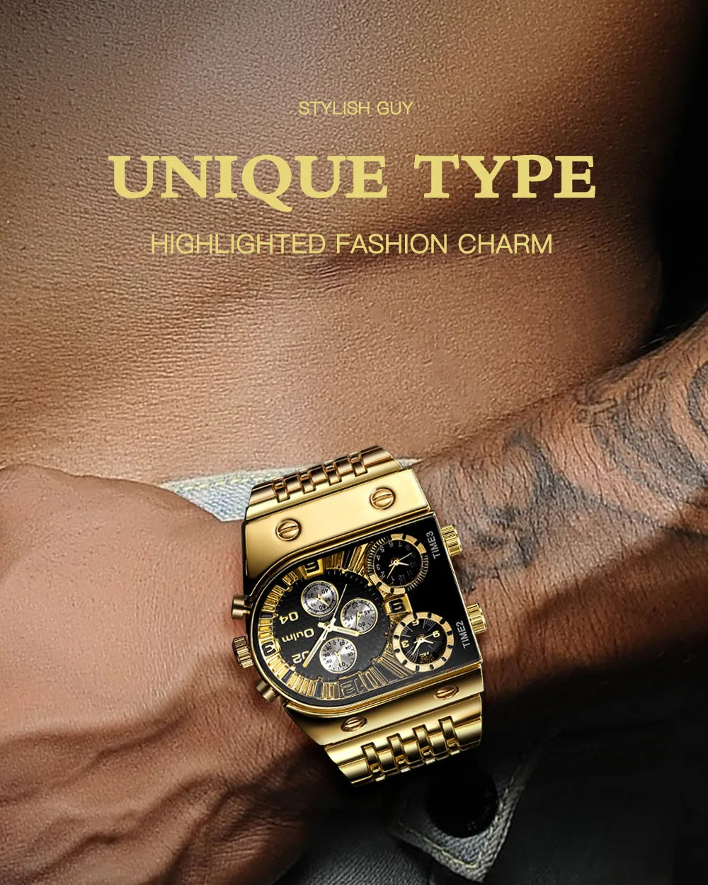 Oulm 9315 - Montre-bracelet à quartz pour hommes + boîte élégante.