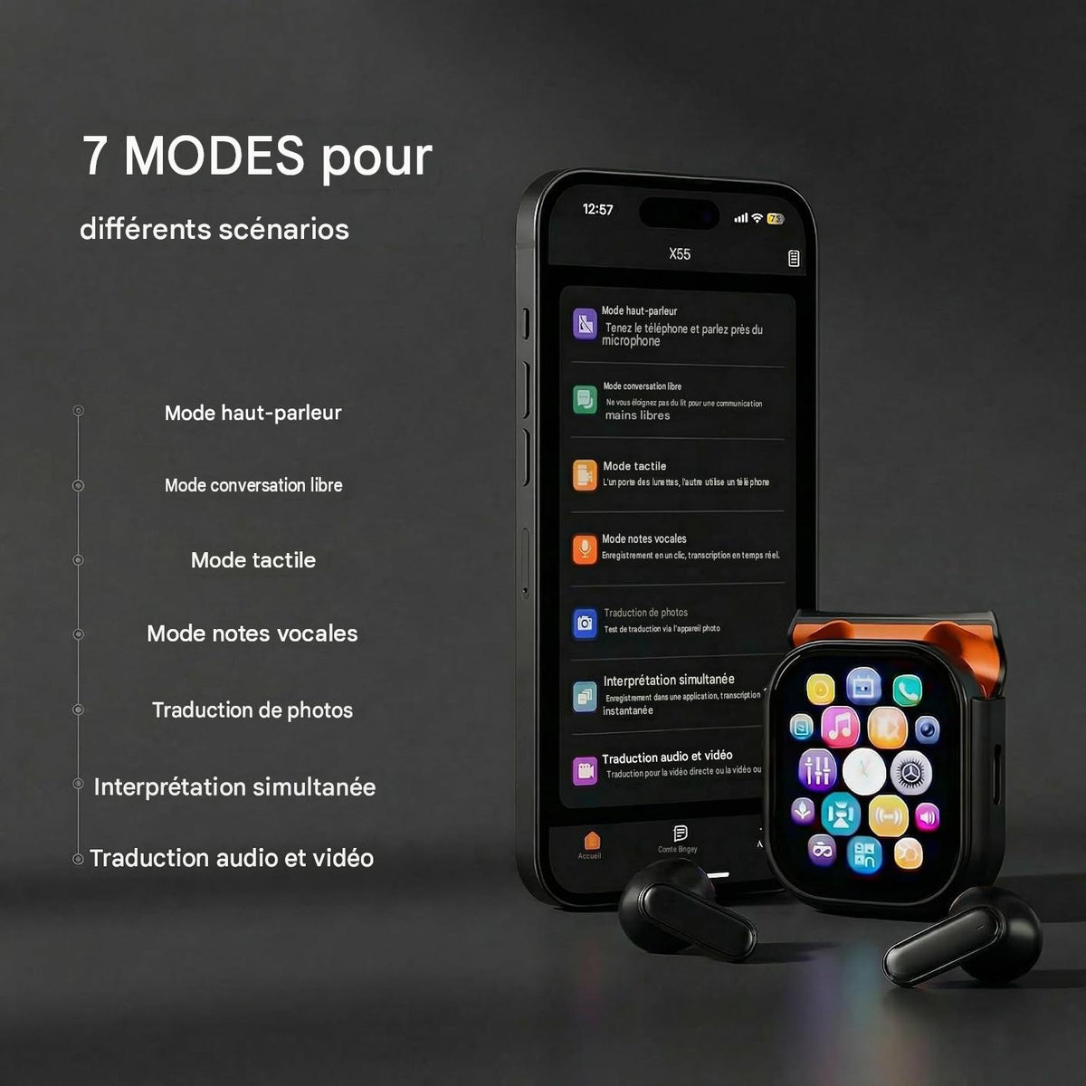 🎧 Écouteurs Sans Fil X55 AI avec Écran Tactile – Bien Plus que de Simples Écouteurs