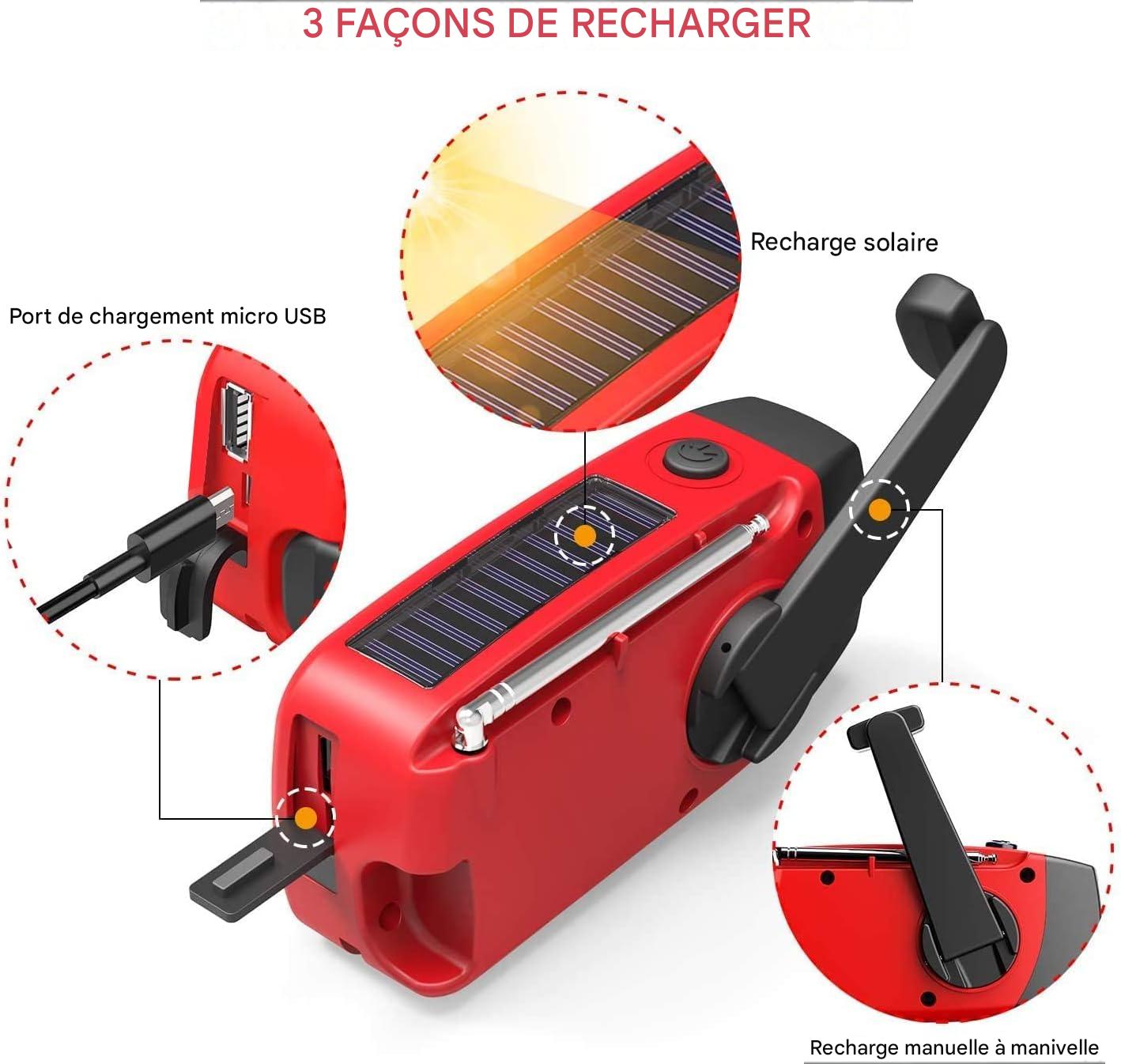 Radio d'urgence à manivelle solaire Portable.