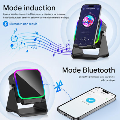 🎵📱 Support Téléphone avec Enceinte Bluetooth 5-en-1
