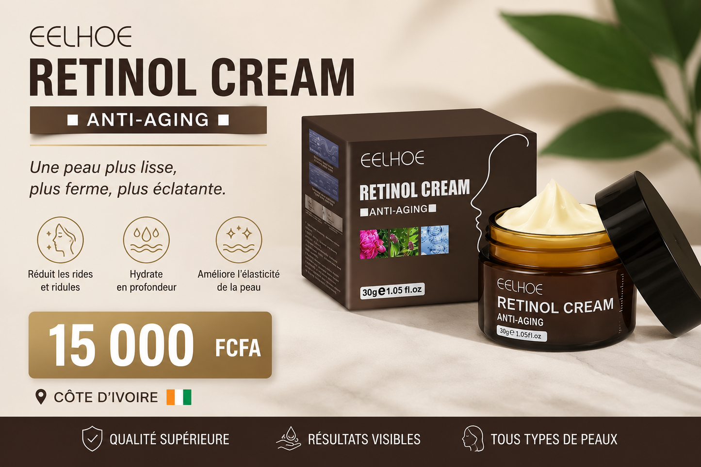 Crème Anti-Âge au Rétinol EELHOE.