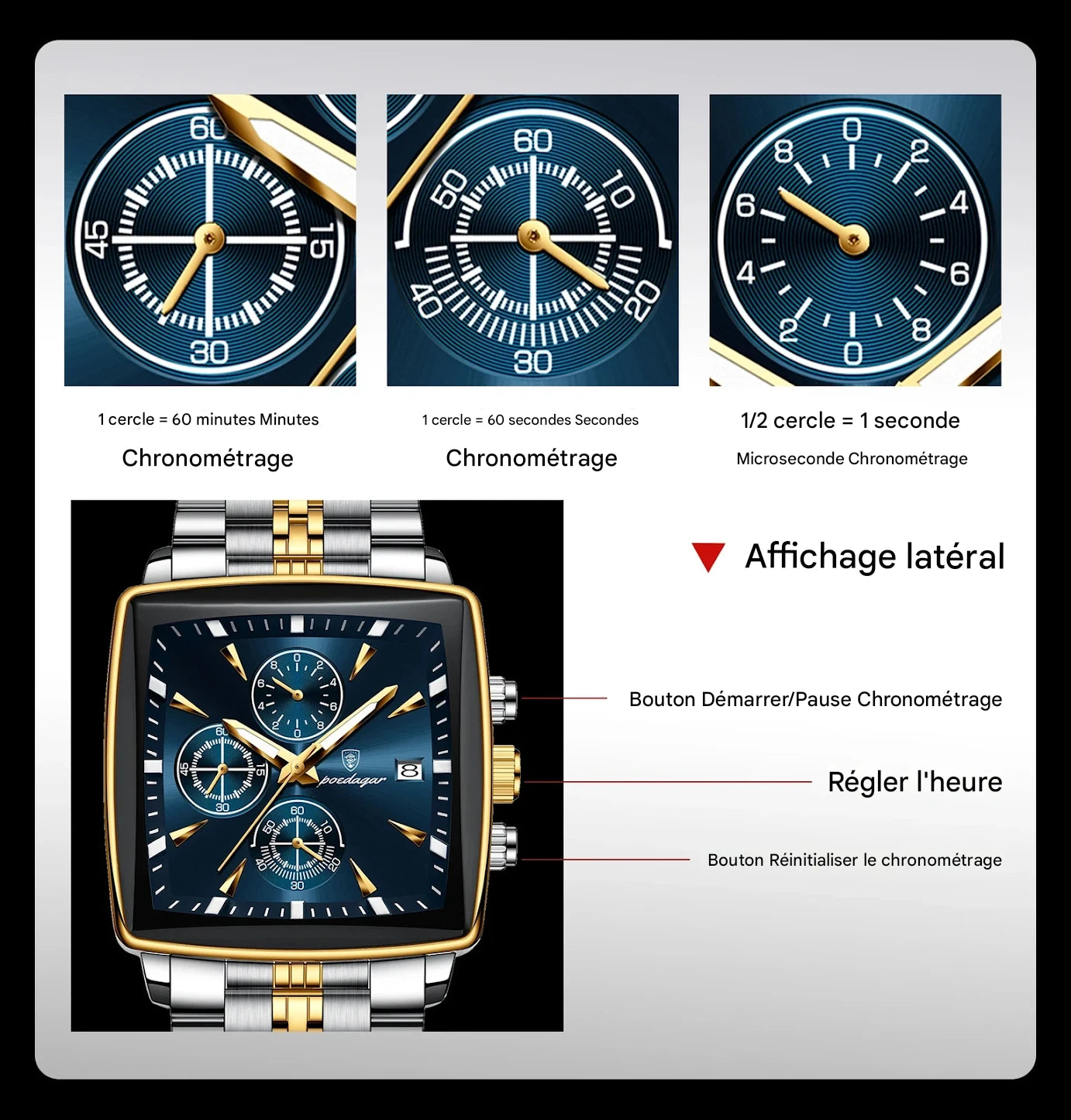 Montre de Luxe Homme – Élégance Carrée, Précision Infinie