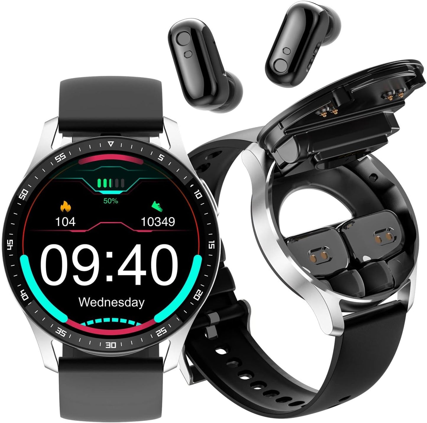 X7 TWS Montre connectée avec écouteurs sans fil intégrés.