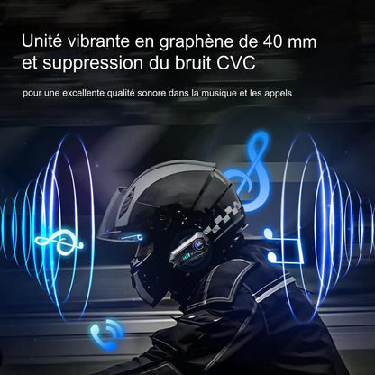 Y10 - Casque Bluetooth stéréo sans fil pour motards.