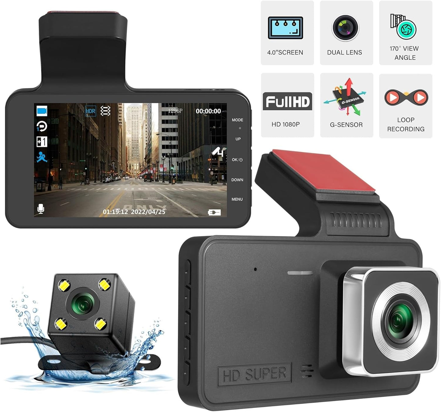Caméra Embarquée Double Objectif Full HD.