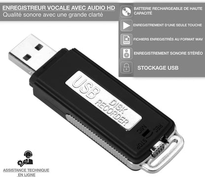 🎙️ Mini Enregistreur Vocal USB – Discret, Pratique, Facile à Utiliser Burkina