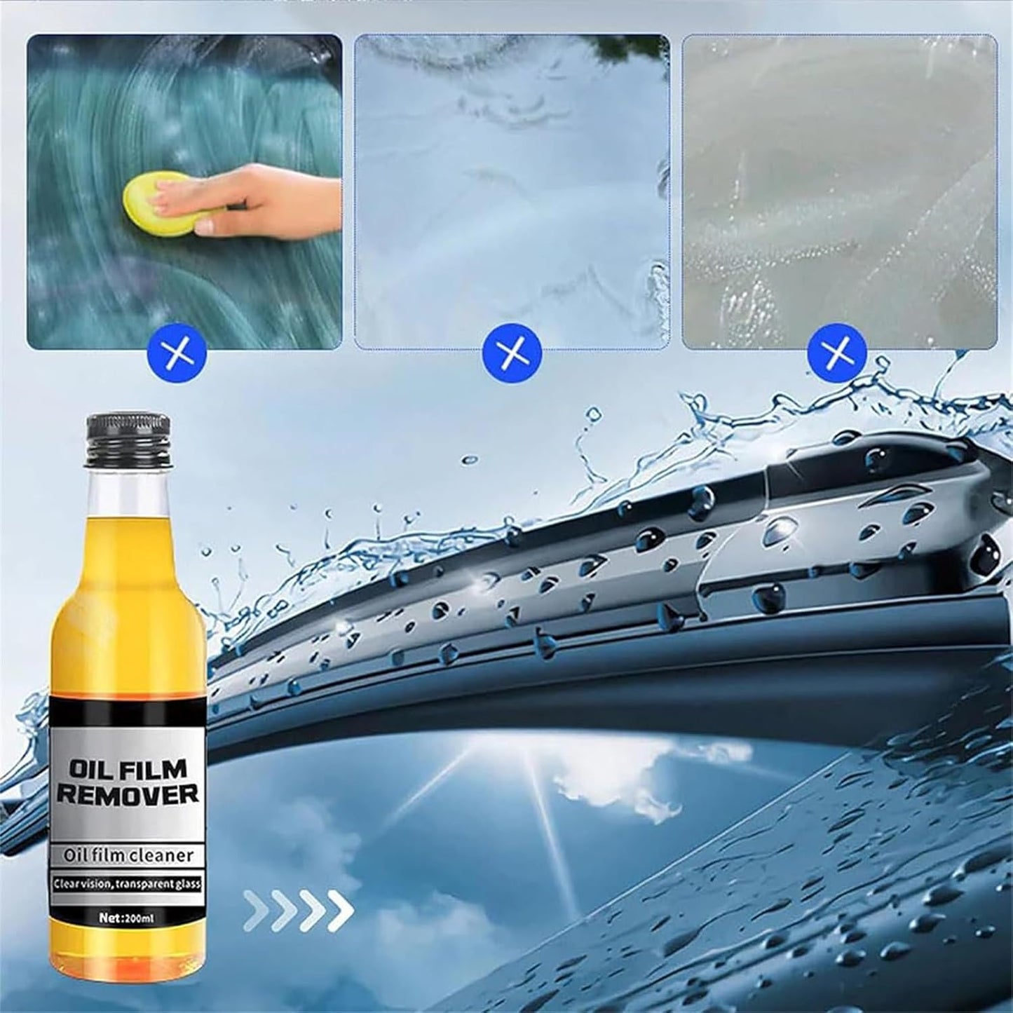 Nettoyant Ultime pour Film d'Huile sur Pare-Brise.