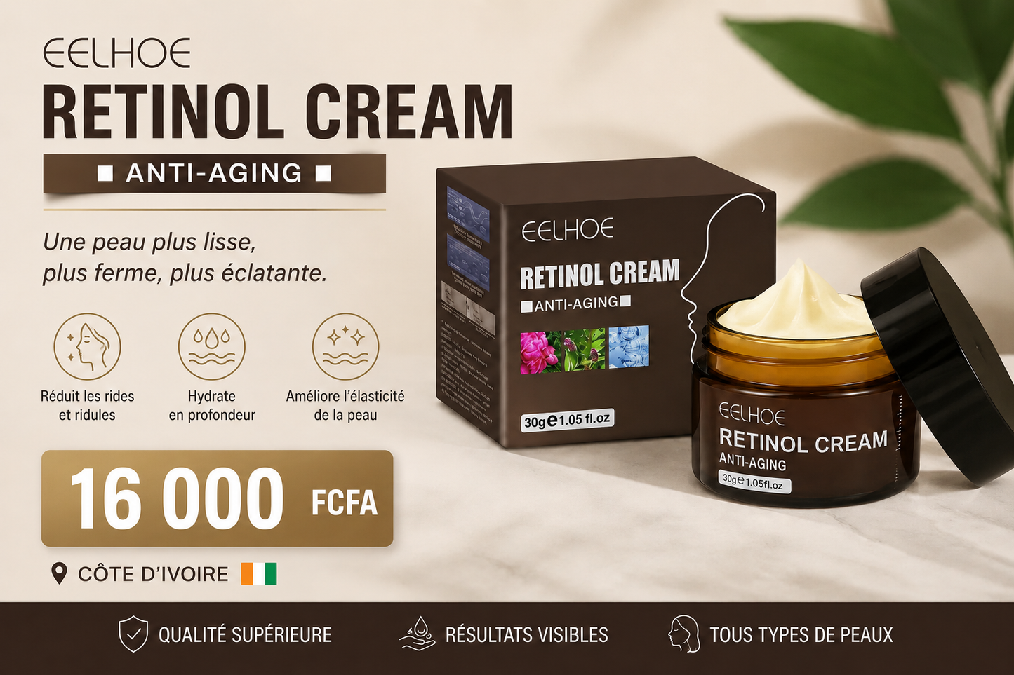 Crème Anti-Âge au Rétinol EELHOE.