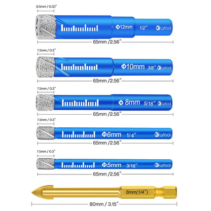 Lot de 6 Forets Diamant pour Carrelage.