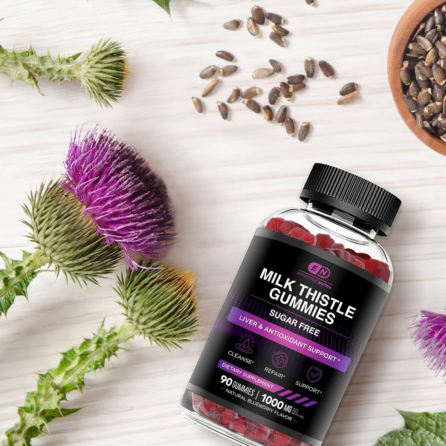 Gummies au Chardon-Marie 1000 mg Sans Sucre. Burkina