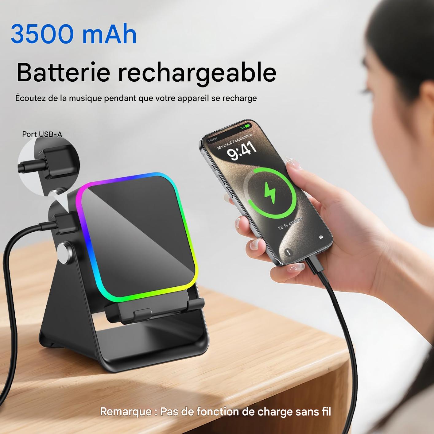 🎵📱 Support Téléphone avec Enceinte Bluetooth 5-en-1