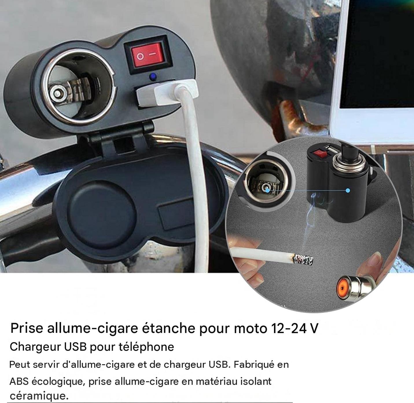 Chargeur USB Moto Avec Prise Allume-Cigare