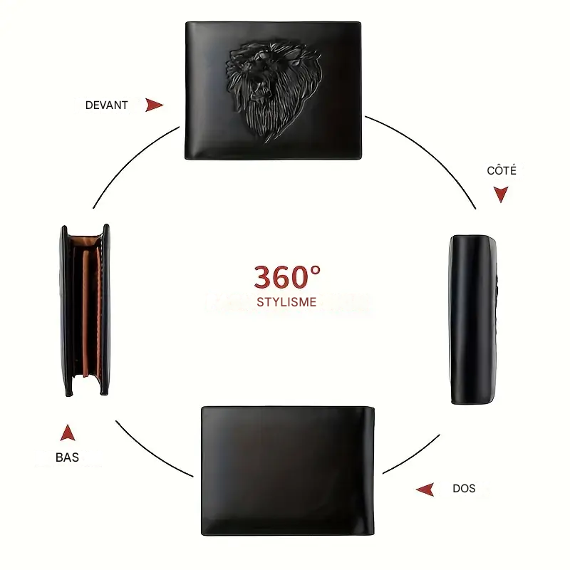 Portefeuille pour homme à motif lion.