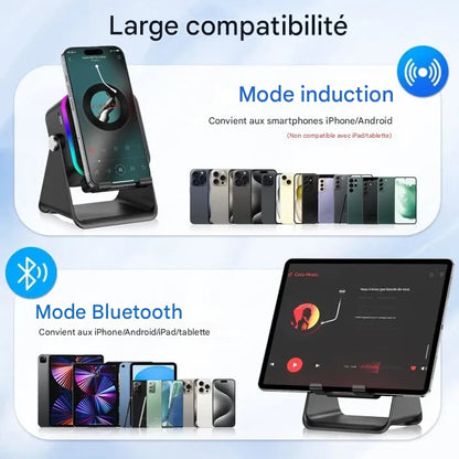 🎵📱 Support Téléphone avec Enceinte Bluetooth 5-en-1