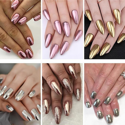 Pack de 18 couleur poudre pailletée métallique pour Ongles.