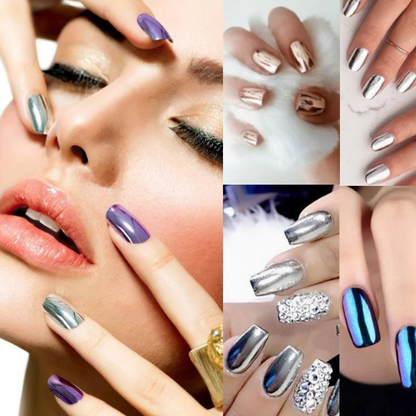 Pack de 18 couleur poudre pailletée métallique pour Ongles.