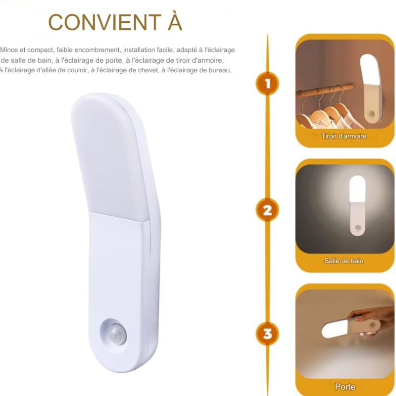 Pack de 2 Lampe LED Capteur de mouvement.